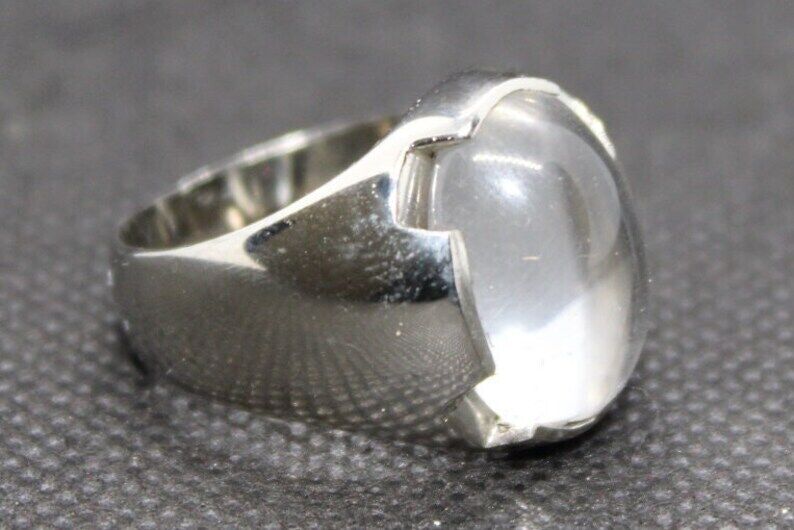 Natural White Quartz Mens Ring Sterling Silver 925 Moonstone Ring Dur e Naja - Heavenly Gems