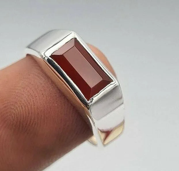 Men's Yemeni Aqeeq Ring - Brown Red Yamani Agate Hakik Akik Bague Jewelry Gift - Heavenly Gems