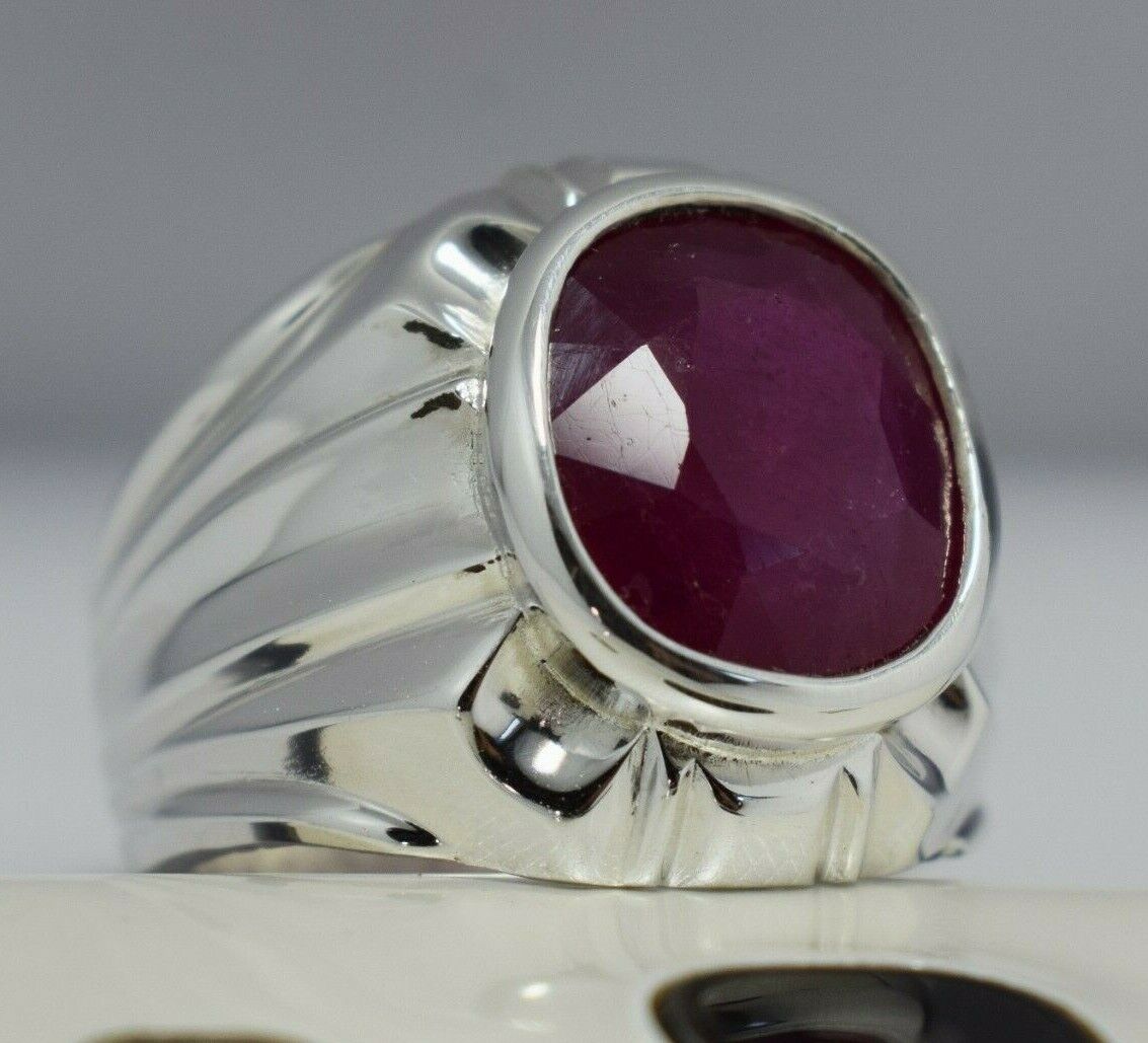 Natural Ruby Ring Pink Ruby Mens Ruby Rings Sterling Silver Ring Handmade Rings - Heavenly Gems