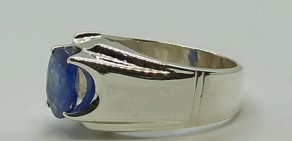 Natural Royal Deep Blue Sapphire Mens Ring Sterling Silver 925 Handmade gift - Heavenly Gems