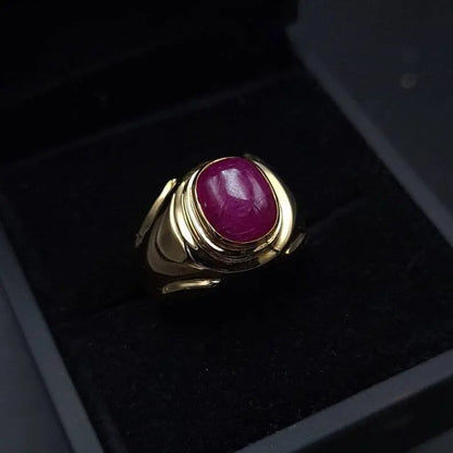 Unheated Untreated Ruby Ring mens Ring Wedding Gold rings 18k Yellow Gold Ring - Heavenly Gems