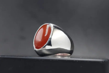 Elegant Mens Real Brown Aqeeq Ring Yemeni Men Shia Rings High Quality Yameni - Heavenly Gems
