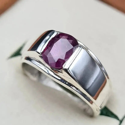 Real purple red Unheated Untreated Ruby Ring Real Dark Red Ruby From Kashmir - Heavenly Gems