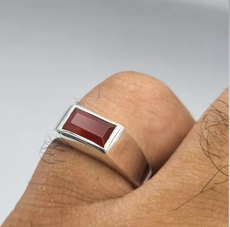 Men's Yemeni Aqeeq Ring - Brown Red Yamani Agate Hakik Akik Bague Jewelry Gift - Heavenly Gems