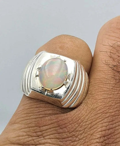 Mens Opal Ring Beautiful Natural Australian opal jewelry easter gifts mens ring - Heavenly Gems