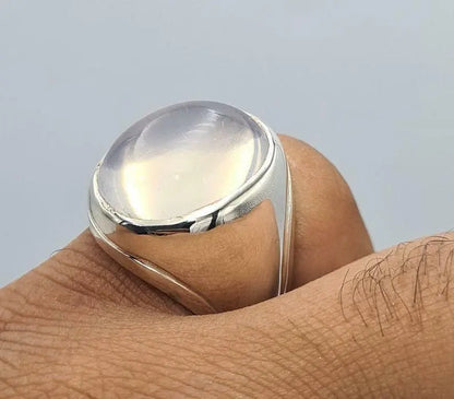 Natural White Quartz Najafi Quartz Stone Dur e Najaf Jewelry Mens Quartz Ring - Heavenly Gems