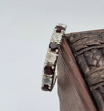 White and Black Yemeni Aqeeq Band, For Birthstone Handmade 925 Sterling Silver ring - Heavenly Gems