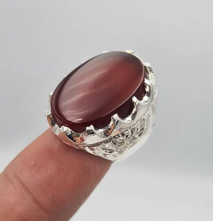 Yemeni Aqeeq ring yaman agate yamani akik hakik aqiq bague handmade jewelry ring - Heavenly Gems