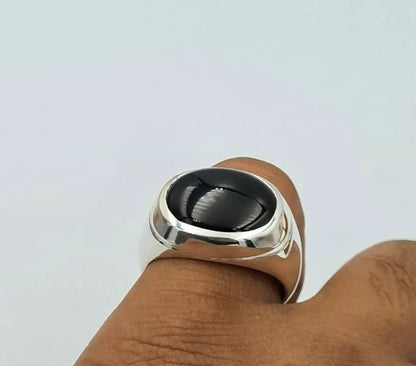 Yemeni Black Blood Red Aqeeq Agate Akik Aqiq Sterling Silver Shia Rings Handmade Mens Jewelry - Heavenly Gems