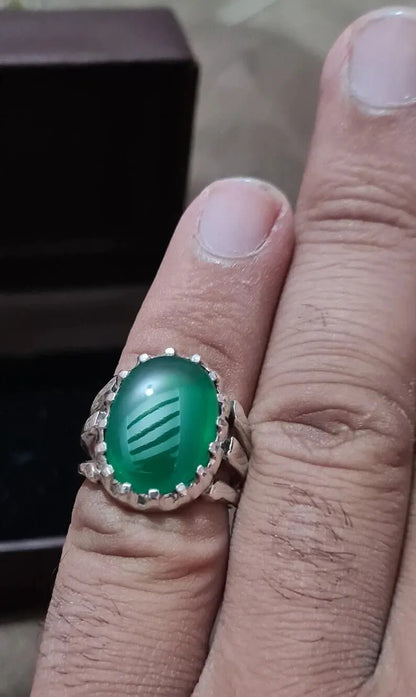 Green Agate natural Green agate green agate slice aqeeq ring carnelian ring lord - Heavenly Gems