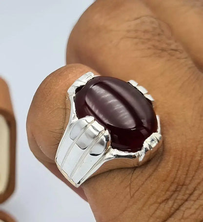 Red Aqeeq Akik Aqiq Yemeni Yaman Yamni Agate Bague Sterling Silver Jewelry Rings - Heavenly Gems