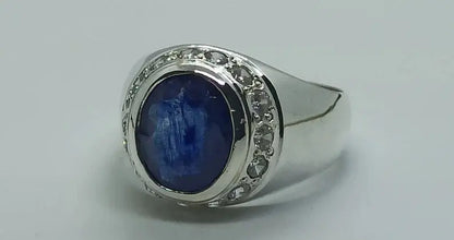 Natural Deep Blue Sapphire Women Ring Sterling Silver 925 Handmade Neelam Ring - Heavenly Gems
