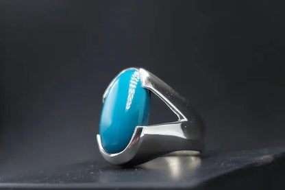 Genuine Turquoise Gemstone Sterling Silver Ring Big natural turquoise pomellato - Heavenly Gems
