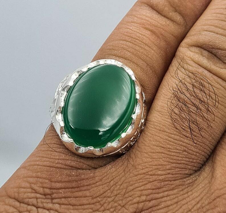 Yemeni Aqeeq Greem Yamani Yamni Yemen Agate Hakik Gift mens Christmas Jewelry - Heavenly Gems