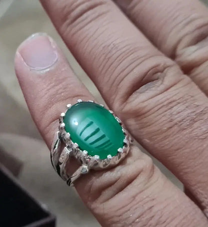 Green Agate natural Green agate green agate slice aqeeq ring carnelian ring lord - Heavenly Gems