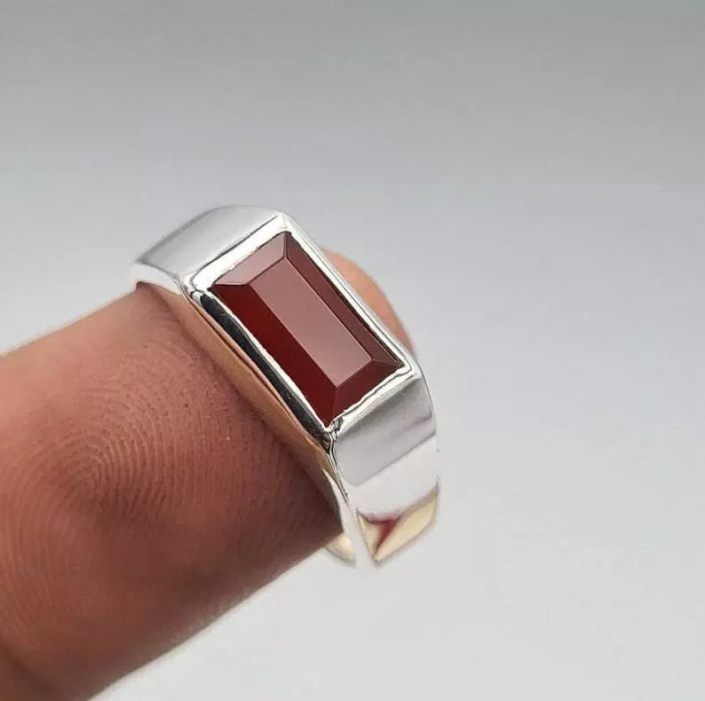 Men's Yemeni Aqeeq Ring - Brown Red Yamani Agate Hakik Akik Bague Jewelry Gift - Heavenly Gems