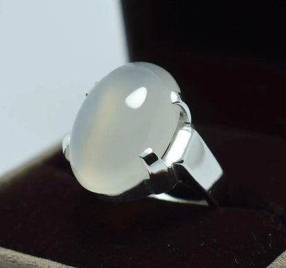 White Yemeni Aqeeq Handcrafted Rings Unisex Gifts Real Gemstones Zodiac Jewelry - Heavenly Gems
