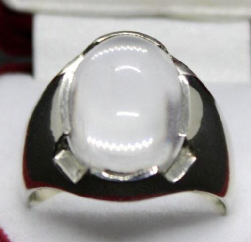 Natural White Quartz Mens Ring Sterling Silver 925 Moonstone Ring Dur e Naja - Heavenly Gems