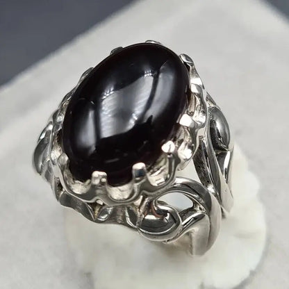 Old yemeni aqeeq ring shifat al abad mens gemstone agate rings hakik ring akik 925 Sterling Silver Ring - Heavenly Gems
