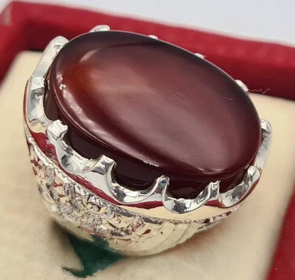 Yemeni Aqeeq ring yaman agate yamani akik hakik aqiq bague handmade jewelry ring - Heavenly Gems
