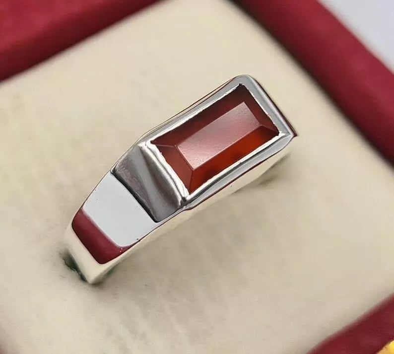 Men's Yemeni Aqeeq Ring - Brown Red Yamani Agate Hakik Akik Bague Jewelry Gift - Heavenly Gems