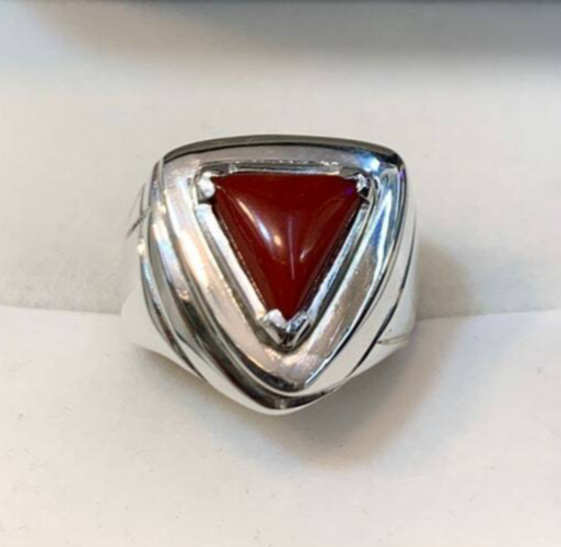 Natural Mens Womens Red Coral Ring Sterling Silver 925 HandCrafted marjan ring - Heavenly Gems