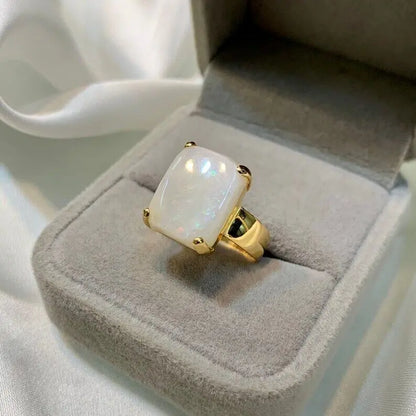 Natural Fire Opal 21k Gold Handmade Ring For Women Opal 21k Gold Womens Ring - Heavenly Gems