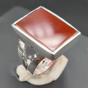 Mens Aqeeq ring in 925 sterling silver handmade Yamani agate stone hakik aqiq - Heavenly Gems