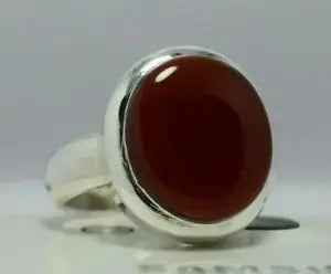 Brown Blood Red Yemeni Aqeeq Ring Agate Akik Aqiq Silver Rings Mens Jewellery - Heavenly Gems