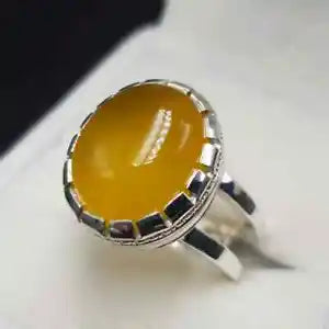 Zard Aqeeq Ring Agate Ring for Men And Women Yemeni Aqeeq Ring For Men 925 Ring - Heavenly Gems