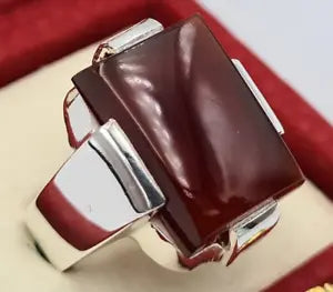 Yemeni Aqeeq Aqiq Akik Jewelry Unisex ring hakik real gemstone blood red ring - Heavenly Gems
