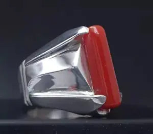 Big Real Dark deep Beautiful Coral Ring Coral Rings For Men Coral stone Men Band - Heavenly Gems