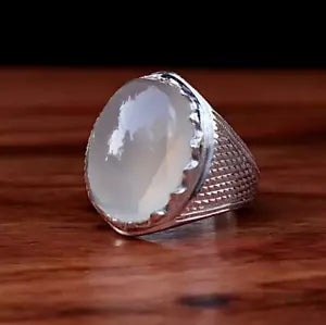 Natural Yemeni Aqeeq Ring - Sterling Silver Men's Agate Ring - Heavenly Gems