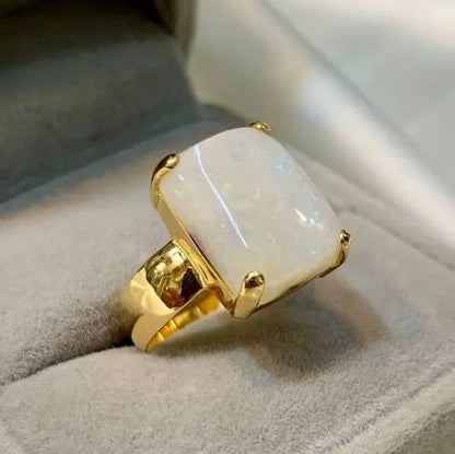 Natural Fire Opal 21k Gold Handmade Ring For Women Opal 21k Gold Womens Ring - Heavenly Gems