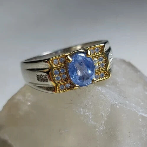 Natural blue ceylon sapphire handmade 925 silver rings for men sapphire jewelry 925 Sterling silver - Heavenly Gems