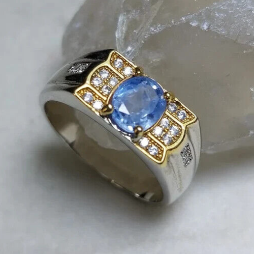 Natural blue ceylon sapphire handmade 925 silver rings for men sapphire jewelry 925 Sterling silver - Heavenly Gems