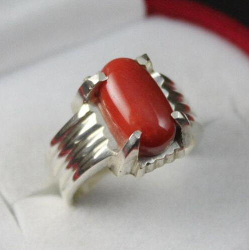 Natural Unheated and Untreated Women Coral Marjan Ring in 925 sterling Silver - Heavenly Gems