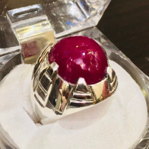 Natural Ruby Ring for Men's Original Yaqoot Stone Ring Real Ruby Engagement Ring - Heavenly Gems