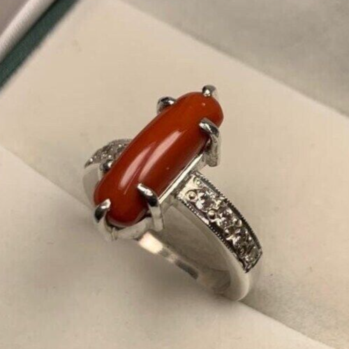 Beautiful Women Red Coral Ring Silver 925 Elegant Ring High Quality Coral unisex - Heavenly Gems